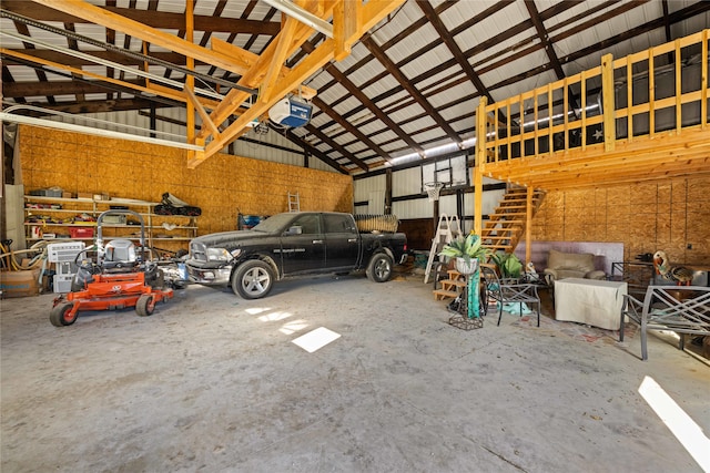 garage with a garage door opener