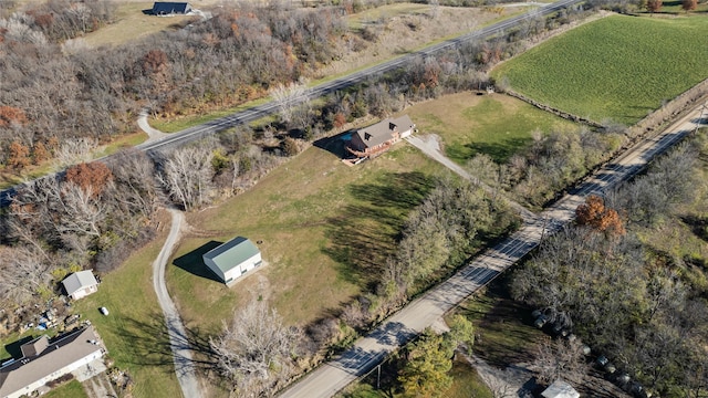 aerial view featuring a rural view