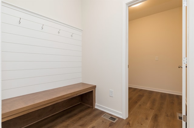 mudroom featuring dark wood-type flooring