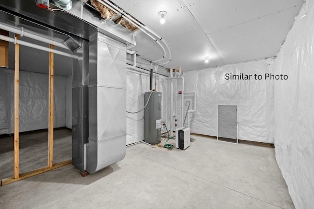 basement featuring water heater