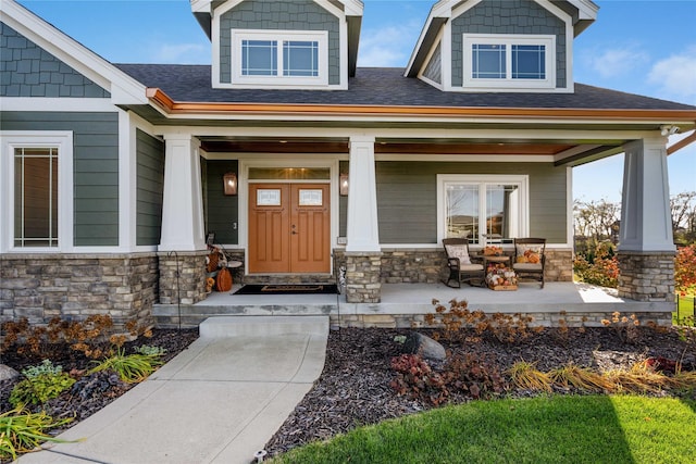 property entrance with a porch