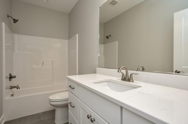 8908 Beery Pl, Johnston, IA 50131 - bathroom featuring toilet, shower / bath combination, tile patterned flooring, and vanity