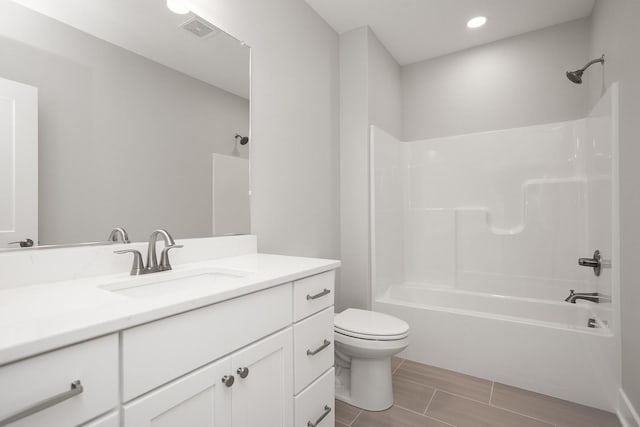 8908 Beery Pl, Johnston, IA 50131 - bathroom with toilet, shower / bath combination, vanity, and recessed lighting