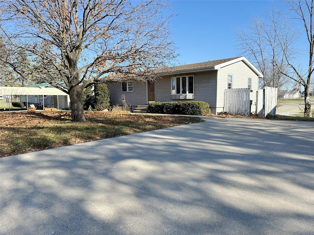 view of single story home