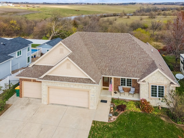 aerial view with a rural view