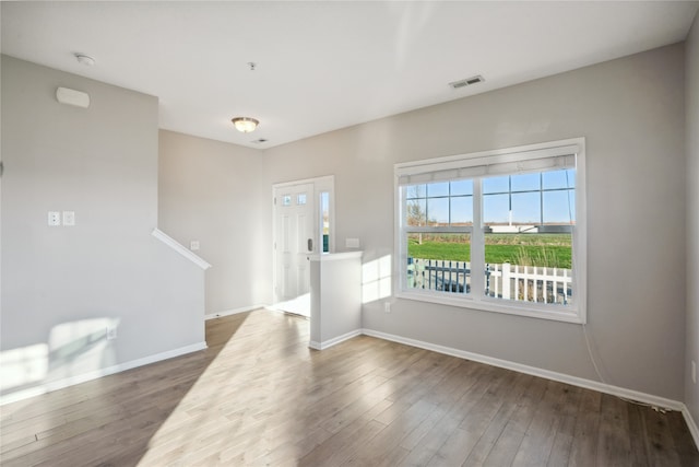 spare room featuring wood-type flooring