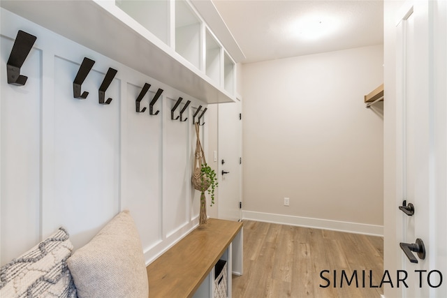 mudroom with light wood-type flooring