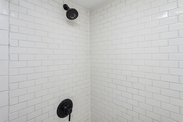 interior details featuring tiled shower