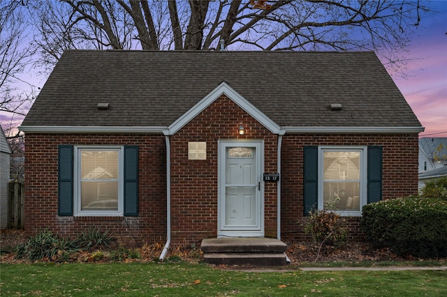 view of front of house with a yard