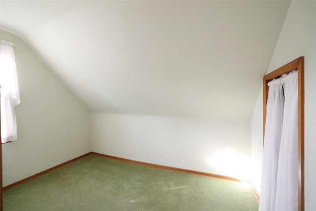 additional living space with carpet flooring and vaulted ceiling