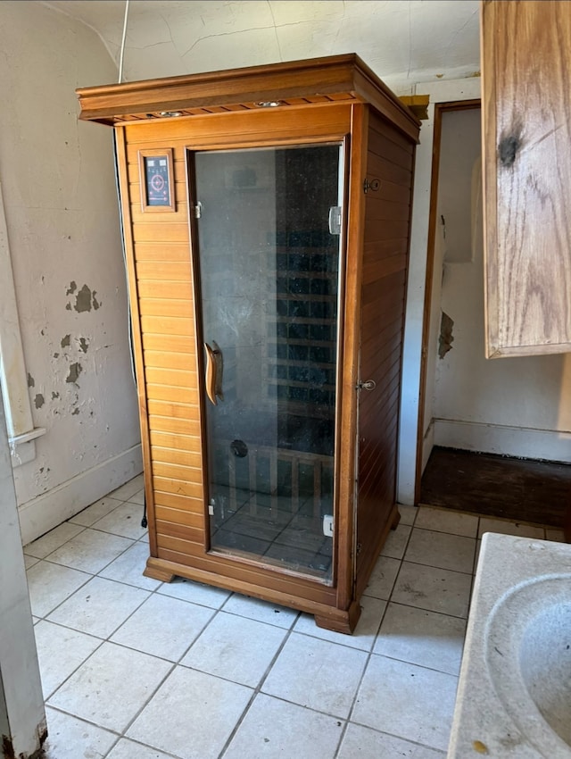 interior space featuring tile patterned flooring