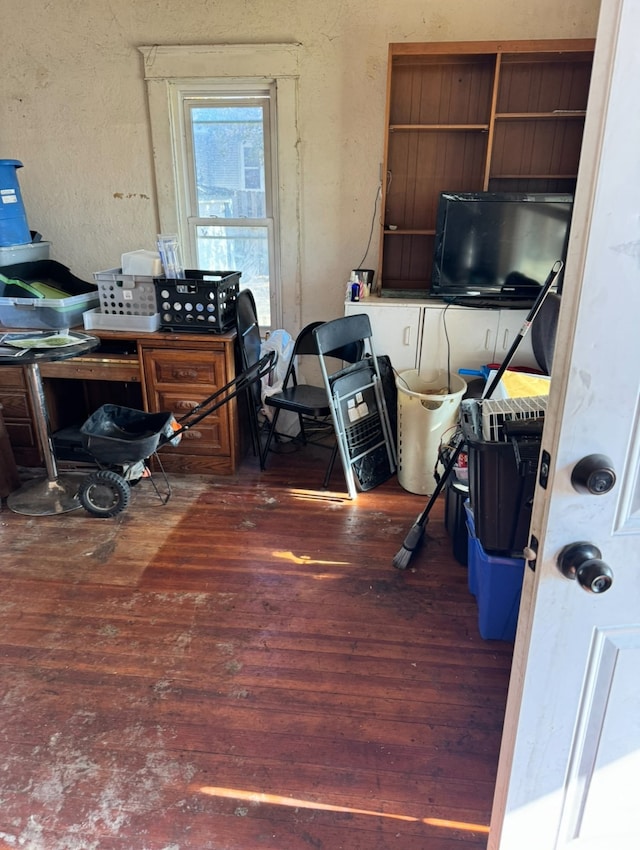 office area with dark wood-type flooring