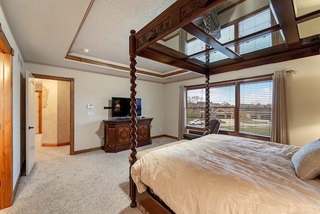 carpeted bedroom with crown molding