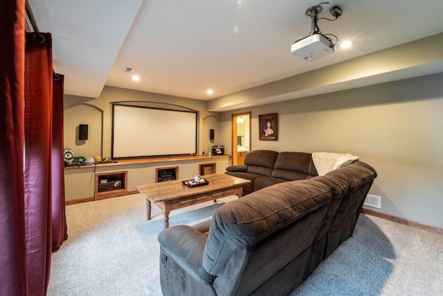 view of carpeted cinema room