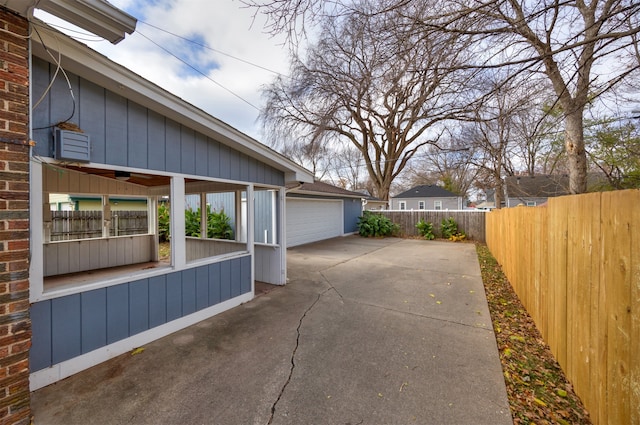 view of patio / terrace with a garage