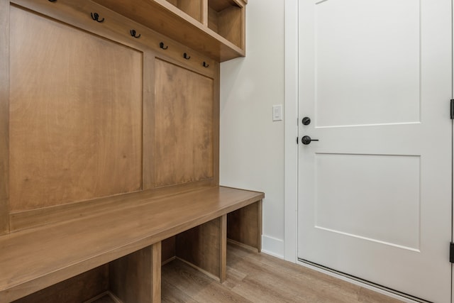 mudroom featuring light wood-type flooring