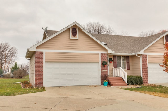 single story home with a garage