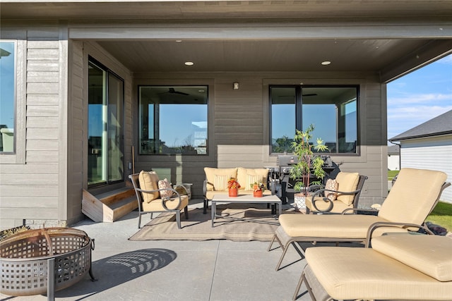 view of patio with an outdoor hangout area