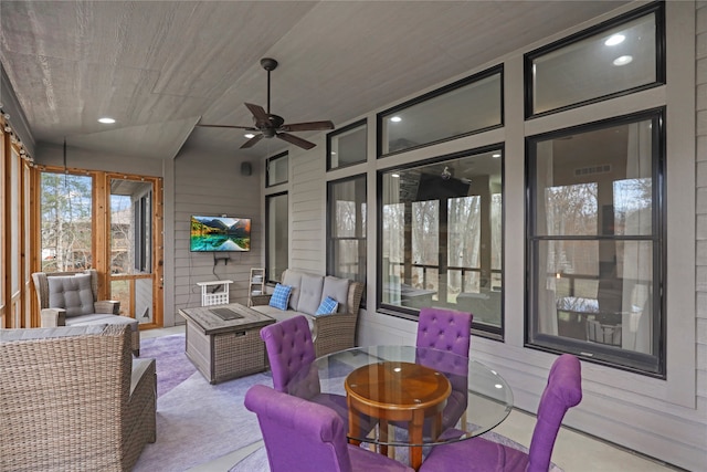 view of patio featuring outdoor lounge area and ceiling fan