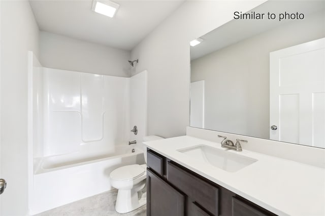 full bathroom featuring vanity, toilet, and bathing tub / shower combination