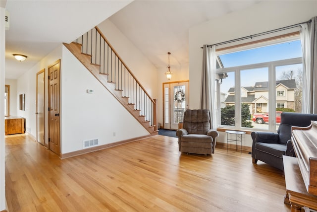 living area featuring light wood-type flooring