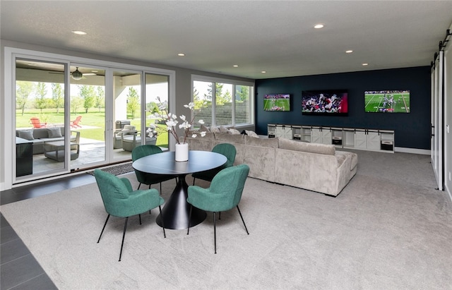 dining area featuring ceiling fan