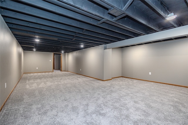 basement featuring carpet floors