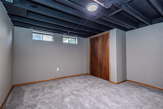 basement with carpet