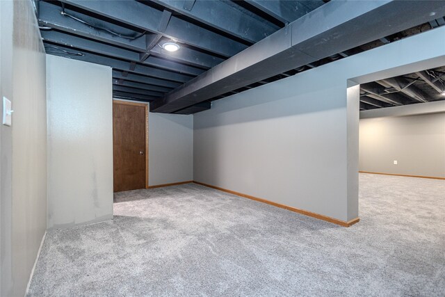 basement with carpet floors