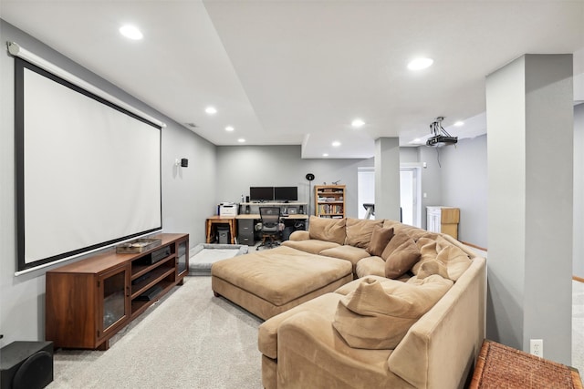 201 Elm Ave, Norwalk, IA 50211 - home theater featuring recessed lighting and light colored carpet