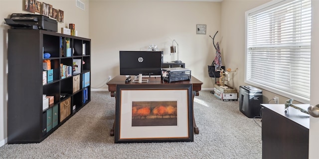 office area with carpet flooring