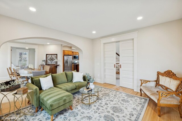 living room featuring light hardwood / wood-style flooring