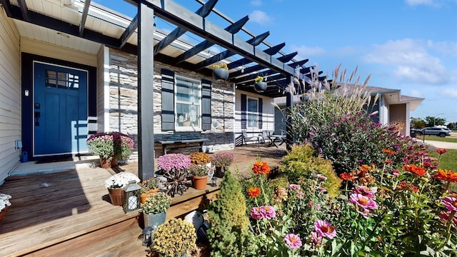 exterior space with a pergola