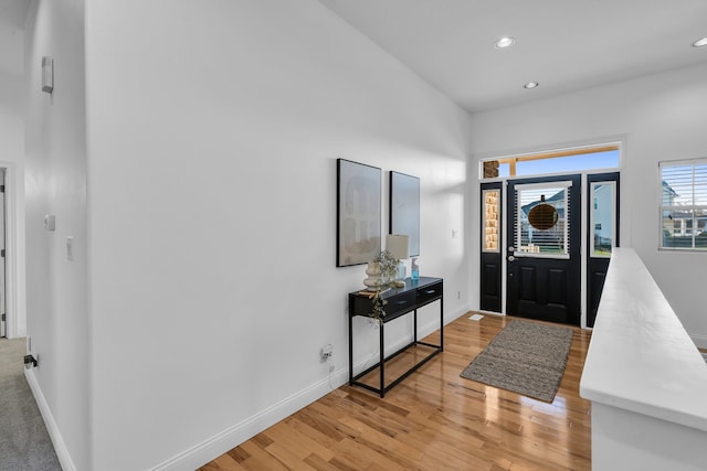 entrance foyer with light wood-type flooring