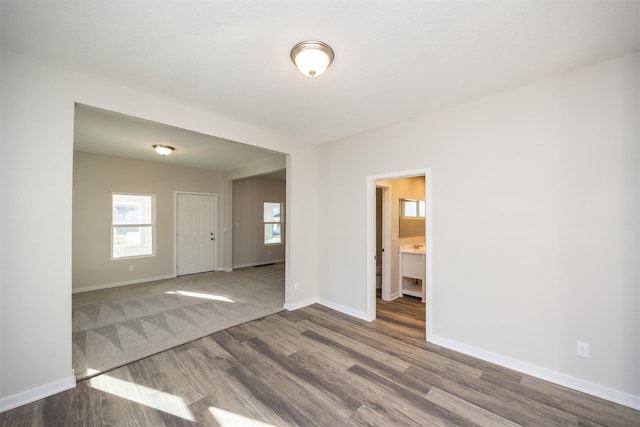 spare room featuring wood-type flooring