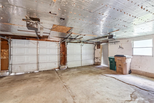 garage with a garage door opener