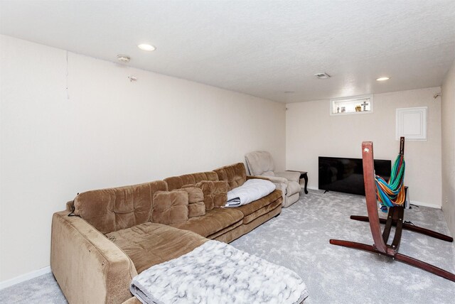 living room with light carpet