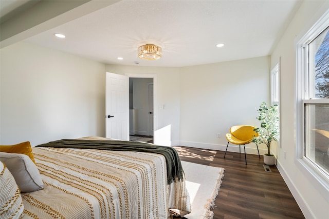 bedroom featuring dark hardwood / wood-style floors