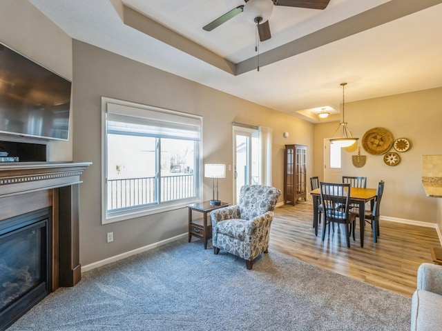 interior space featuring hardwood / wood-style flooring and ceiling fan