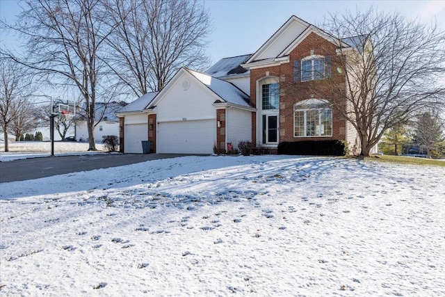 front facade with a garage