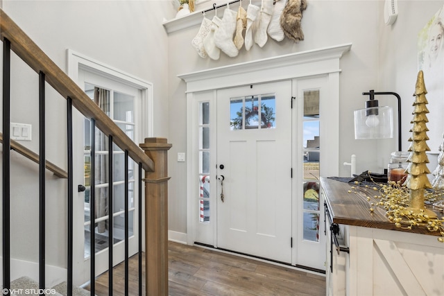 foyer entrance featuring hardwood / wood-style flooring