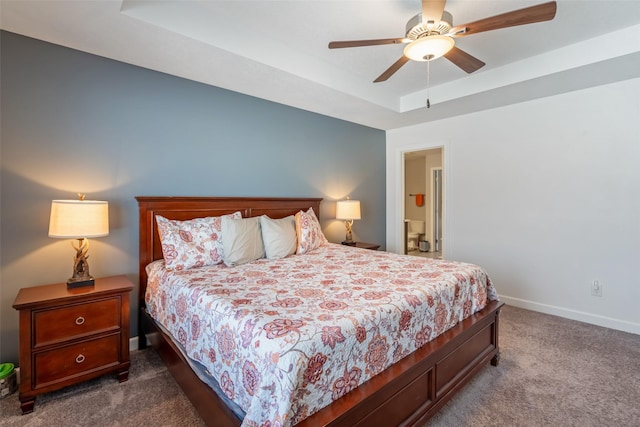 bedroom featuring carpet floors and ceiling fan