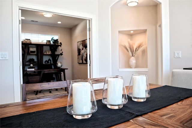 dining area with wood-type flooring