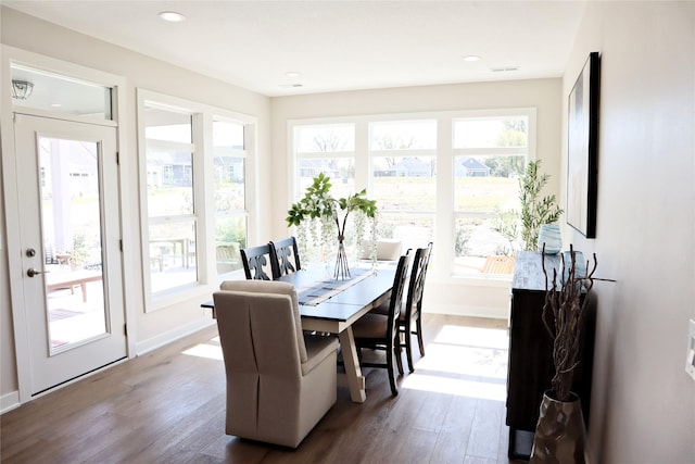 dining room with wood-type flooring