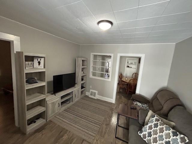 living room with wood-type flooring