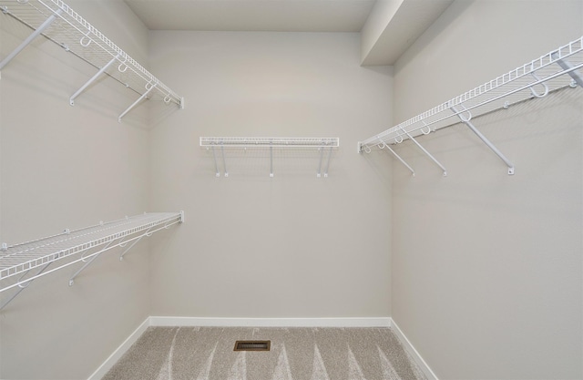 walk in closet featuring carpet and visible vents