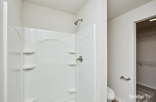 bathroom with a shower and toilet