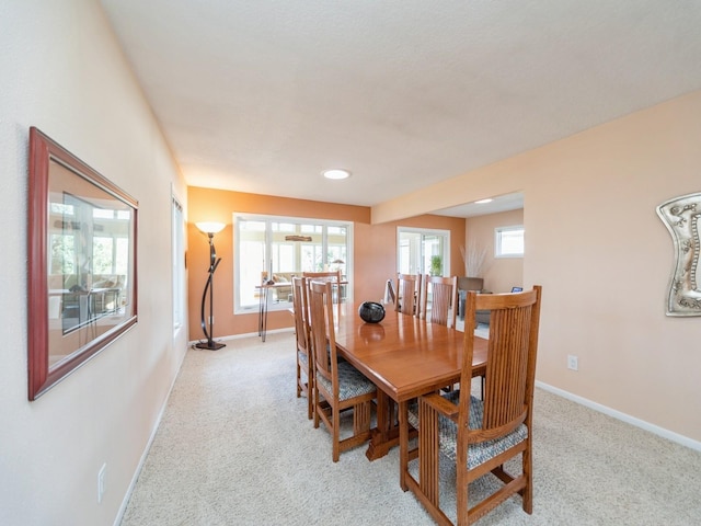 view of carpeted dining room