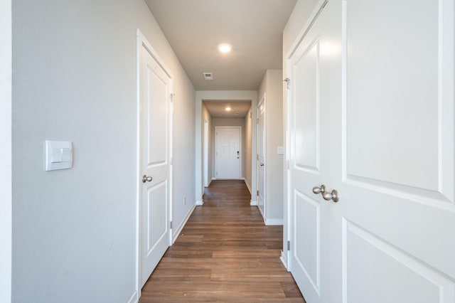 hall featuring dark hardwood / wood-style flooring