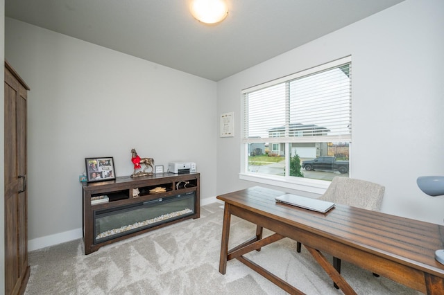 view of carpeted home office